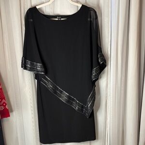 SLNY Elegant Black Dress with Metallic Accents